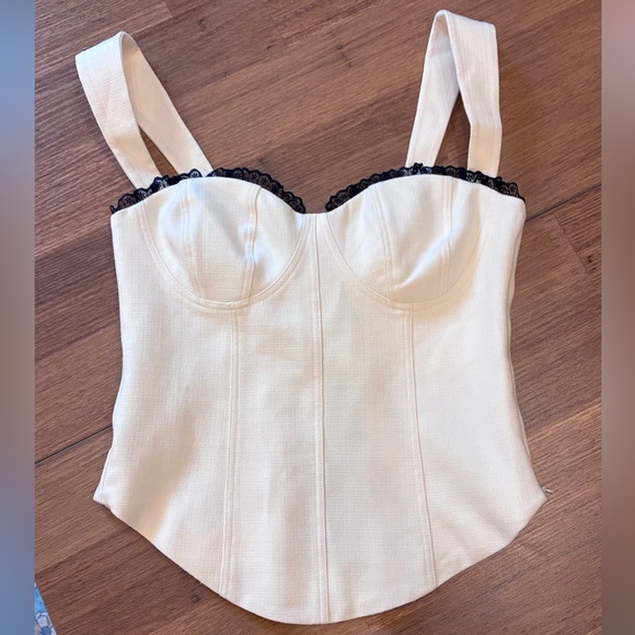Reformation Alisa Ivory Corset Top Back Tie Lace Sweetheart Neckline - Picture 7 of 10